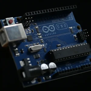 Arduino Uno R3 microcontroller board, top view showing the ATmega328P chip and headers