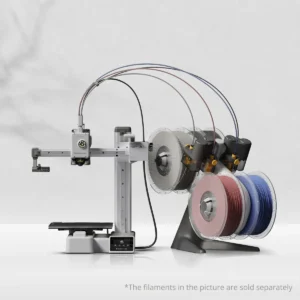 Bambu Lab A1 mini 3D printer with the four spool AMS lite alongside