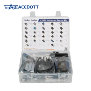 ESP32 Advanced Sensor Kit case open showing the sorted sensor modules inside