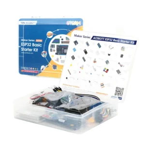 ACEBOTT ESP32 Basic Starter Kit box with the component case and parts chart