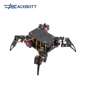 ACEBOTT ESP8266 quadruped bionic spider robot kit assembled, front view with legs extended