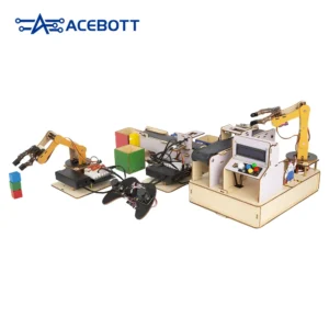 The full smart factory display kit with robotic arm, sorting line, warehouse and TruckBott AGV